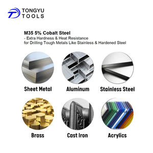 29 шт. набор кобальтовых сверл, M35 HSS Co 5% 3 плоских хвостовика 135 ° разделенной точки SAE 1/16 " - 1/2" комплект для нержавеющей стали твердый металл - Product Image 2