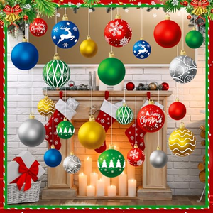 <b>Personalised</b> Custom High Quality Shatterproof Hanging Red Plastic <b>Christmas</b> Ball <b>Ornament</b> Decoration for Xmas Tree - Product Image 4