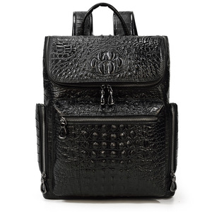 Mochila <span class=keywords><strong>de</strong></span> cuero <span class=keywords><strong>de</strong></span> <span class=keywords><strong>cocodrilo</strong></span> <span class=keywords><strong>de</strong></span> tendencia Vintage moda hombres y mujeres viaje senderismo mochila bolsa <span class=keywords><strong>de</strong></span> ordenador portátil - Product Image 1