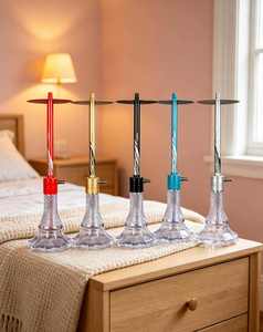 Portable Glass <b>Hookah</b> Mini Water <b>Pipe</b> Aluminum Alloy Stem Clear Base Tobacco Smoking Accessory - Product Image 2