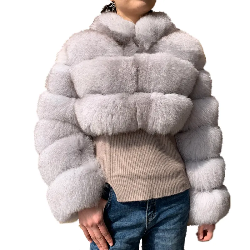 厚い女性のジャケット冬の女性の短い本物の毛皮のジャケット天然毛皮のコートの女性の本物のキツネの衣服のパターン