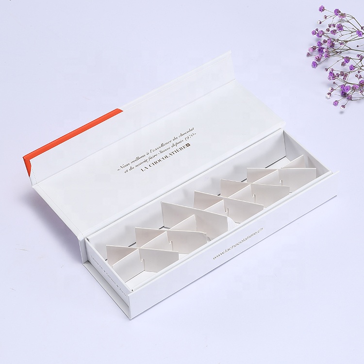 Custom rigid magnetic lid candy chocolate bo<i></i>nbon sweet packaging box with dividers