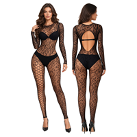 Nouvel Arrivage Body Sexy Imprimé Léopard Dos Nu en Résille Transparente, Lingerie Évidée, Catsuit Moulant, Costume Érotique, Vente en Gros