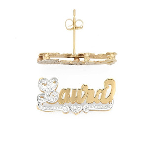 <span class=keywords><strong>Orecchini</strong></span> Personalizzati 3D con Doppia Targa Nome, Bicolore Placcati in Oro 18K, <span class=keywords><strong>Orecchini</strong></span> con Nome Personalizzato per Donne - Product Image 6