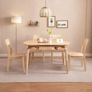<b>solid</b> <b>wood</b> <b>dining</b> <b>table</b> set <b>round</b> <b>dining</b> <b>table</b> set <b>dining</b> room furniture extendable <b>table</b> set for apartment - Product Image 5
