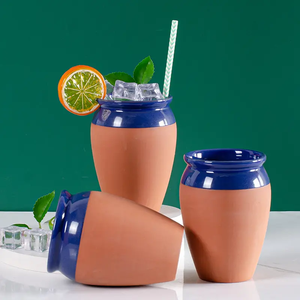 Taza de café de cerámica de arcilla personalizada, taza para beber en relieve de terracota, <span class=keywords><strong>tazas</strong></span> de Bar mexicanas con logotipo personalizado, Taza de cerámica sin asa - Product Image 2