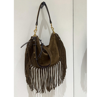 RZCK Nouveau Sac fourre-tout de luxe décontracté en daim de daim vintage à franges, porté épaule ou à l'épaule, ouvert, élégant, grande capacité