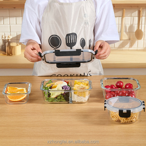Heated Microwave Dishwasher Safe Airtight Glass Meal Prep Containers with Plastic Snap-Lock Lid for <strong>Kitchen</strong> Food <strong>Storage</strong> - Product Image 5