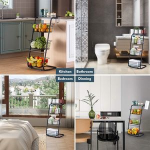 Oniya 4 Tier dây giỏ trái cây màu đen giỏ đứng với miếng đệm cho nhà bếp đựng thức ăn snack Trái Cây Rau - Product Image 6