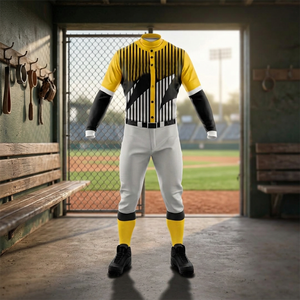 Uniforme de baseball personnalisé pour hommes, 100% polyester, tissu respirant haute performance, imprimé par transfert thermique, antibactérien, taille élastique - Product Image 3