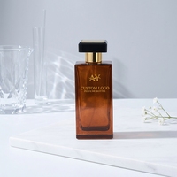 Flacon de parfum rectangulaire de luxe avec vaporisateur 100 ml, logo personnalisable et boîte d'emballage disponibles, échantillons gratuits disponibles