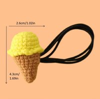 Crochet fait main crème glacée cheveux cravate mignon jaune et marron tricoté cheveux accessoire élastique noir cheveux corde pour filles femmes
