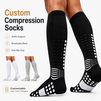 Chaussettes de compression respirantes personnalisées, hauteur genou, en maille, avec soutien sportif et maintien de la voûte plantaire pour la course et le fitness, hommes et femmes