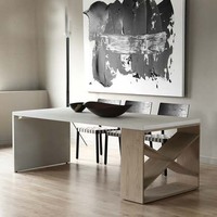 Meubles de Boutique, meubles de maison, table à manger en béton blanc, ensemble de table à manger 8 places en bois, ensemble de salle à manger