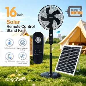 <span class=keywords><strong>Ventilateur</strong></span> solaire portable SKD/CKD à télécommande, 16 pouces, moteur sans balais, rechargeable, pour usage domestique, prix de gros - Product Image 1