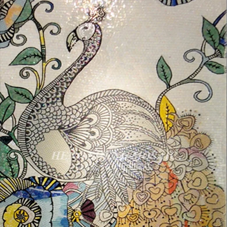 Pintura de vidrio con diseños de flores de corte, mosaico decorativo, arte, mosaico, cuadro, Mural