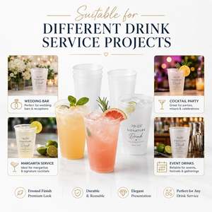 Vasos <span class=keywords><strong>de</strong></span> <span class=keywords><strong>Bar</strong></span> Personalizados con Logotipo para Bodas, Vasos Desechables <span class=keywords><strong>de</strong></span> PP Esmerilado <span class=keywords><strong>de</strong></span> 12oz y 16oz para Beber Cócteles - Product Image 5