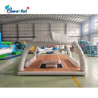 Plataforma Flotante Inflable para Tomar el Sol, Isla Flotante, Plataforma de Ocio para Fiestas, Muelle Flotante Inflable para Fiestas con Carpas
