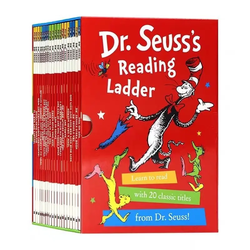 Buku gambar warna klasik Dr Seuss 20 volume buku cerita membaca bahasa Inggris untuk anak-anak