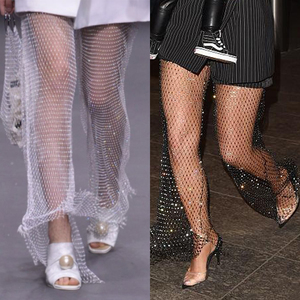 SS8 <strong>Crystal</strong> Glass Rhinestone Fishnet <strong>Elastic</strong> Net Stockings Rhinestone Fabric Mesh Black <strong>Crystal</strong> <strong>Trim</strong> for DIY Crafts - Product Image 1