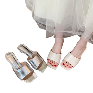 Women's Breathable Anti-Slip Chunky Heel Open <b>Toe</b> Slippers Summer Spring Shoes Large Size 41-43 - Product Image 1
