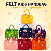 Sac à main coloré pour enfants avec décoration de dessins animés, sac fourre-tout personnalisé en feutre polyester