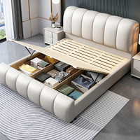 Vente directe usine : Ensemble de meubles de chambre à coucher – Lit double king size 180x200cm avec cadre en bois massif et rangement en bois