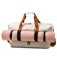 Tas Duffel Kanvas Wanita Logo Kustom untuk Gym, Fitness, Travel, dengan Kompartemen Sepatu, Tas Weekender, Tas Jinjing Semalam, Tas Travel Kapasitas Besar