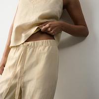 Ensemble de pyjama élégant pour femmes, sans manches, avec pantalon ample à jambes larges, pour se détendre à la maison