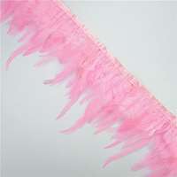 Bordure en plumes de coq colorées avec pointes blanches et rouges, franges décoratives DIY pour costumes de carnaval, chapeaux et accessoires vestimentaires