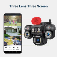 Caméra de sécurité LS VISION 3K à 3 objectifs et 3 écrans, AOV 4G, alimentée par énergie solaire, panneau solaire double 15W, batterie 12000mAh, suivi automatique PTZ