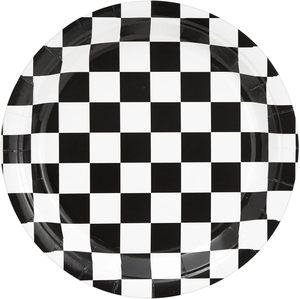 9 pulgadas blanco 350gsm CMYK coche de carreras bandera a cuadros Placa de papel desechable ecológica aprobada por la FDA para fiestas - Product Image 5