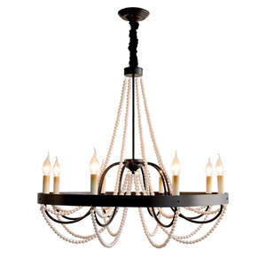 French Vintage Style Chandelier With Pearl Beads Round Multi Head <b>LED</b> <b>Light</b> For Living Room Bedroom Dining Room Home Decor - Product Image 4