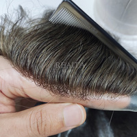Perruque toupet naturelle PU pour hommes, accessoire toupet, remplacement, entièrement en Poly, unité, cheveux humains, Durable, peau transparente