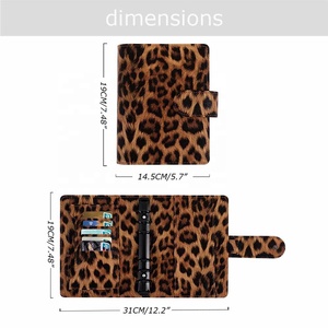Yihe superventas <span class=keywords><strong>2</strong></span> colores negro-anillo <span class=keywords><strong>A6</strong></span> en relieve leopardo presupuesto carpeta planificador con cierre y hoja de mosca disponible - Product Image 4