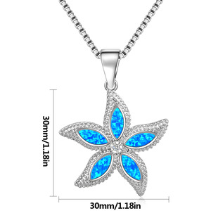 Collana con stella marina blu opale alla moda collana con stella oceanica per donna collezione oceano - Product Image 3