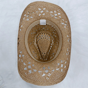 Chapeaux de cowboy en paille de papier tressés à la main, ajourés, pour l'été et la plage, vente en gros - Product Image 6