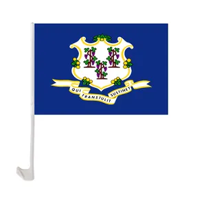 12x18 дюймов полиэфирный Печатный персонализированный флаг с держателем для окна автомобиля из Коннектикута