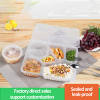 Boîte à lunch jetable à 6 compartiments en PP, transparente, de qualité alimentaire, pour plats à emporter