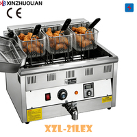 Friteuse électrique professionnelle de cuisine commerciale 21L en acier inoxydable de comptoir à haute efficacité pour les frites