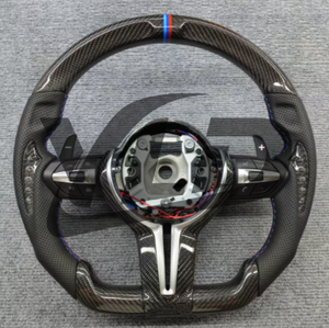 Volante YLD de Fibra de Carbono Real con Levas Anchas para <span class=keywords><strong>BMW</strong></span> M3 M4 F80 F82 E90 E91 E60 X5 F15 X6 F16 F10 F30 F32 F36 <span class=keywords><strong>F60</strong></span> - Product Image 2