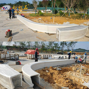 ม้านั่งคอนกรีต UHPC หินวิเศษใหม่ สีขาวเทา ผลิตตามสั่ง สำหรับโครงการจัดสวน - Product Image 5
