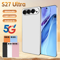 Smartphone S27 Ultra HD avec écran 1440x3040, résolution 7,3 pouces, écran plein écran, appareil photo 108MP, batterie 8800mAh, Android 16, téléphone débloqué