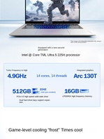 Nouvel ordinateur portable OB7 14-ku0023TU U5-225H 14 pouces 2.8K OLED 120Hz en aluminium avec 14 Go de RAM, 512 Go de SSD, Windows 11 Home