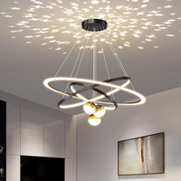 Décoration d'intérieur, lampe suspendue à 3 anneaux pour plafond haut, salon, luminaire rond moderne en aluminium, lustre nordique de luxe, luminaire suspendu pour restaurant