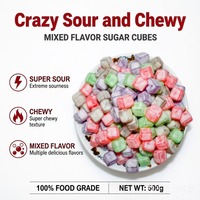 Bonbons gélifiés en cubes multicolores extrêmement acidulés avec poudre aigre, marque privée OEM, en vrac