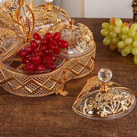 Pot à bonbons en métal vintage de luxe européen, plaqué or acrylique, bol à fruits secs, décoration, buffet amusant, assiette à dessert, ensemble