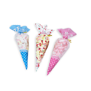 In Stock and Custom Food Grade Triangle Cone Shaped Plastic Sweets Bag Popcorn Sleeve Food Bags