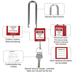 <span class=keywords><strong>Candado</strong></span> de seguridad industrial de 76 mm con grillete de acero, llave maestra, bloqueo y etiquetado, de nylon compuesto de color personalizado, con llave igualada - Product Image 5