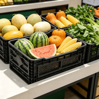 Caisse à lait pliable en plastique de 12,7 gallons, panier de rangement empilable, conteneur de transport logistique pour supermarché et entrepôt